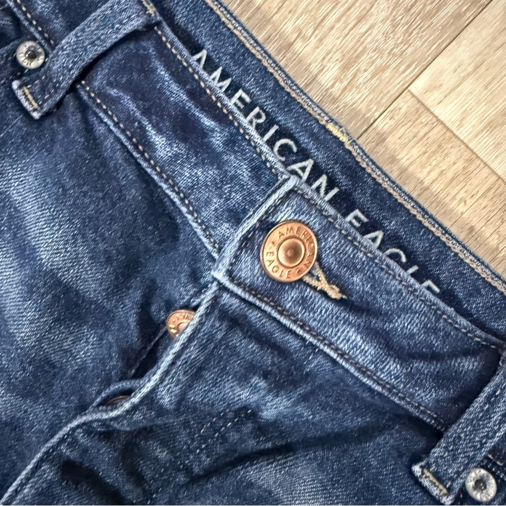 American Eagle Outfitters Distressed Dark Blue Boyfriend Jeans - Picture 3 of 7